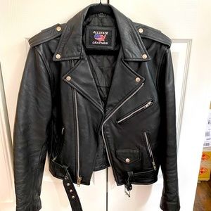 Vintage Black Leather Moto Jacket